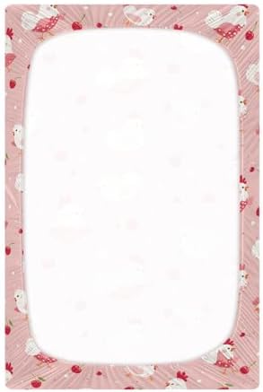 ALAZA Chicken Cherry Pink Crib Sheets for Soft Baby Bedding