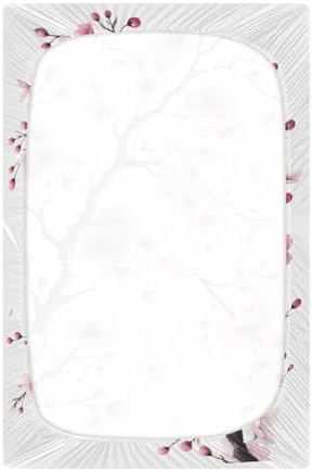 ALAZA Pink Cherry Blossoms Crib Sheets for Boys and Girls
