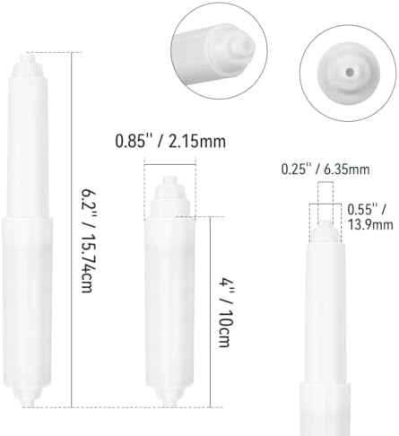 5 Pack Spring Loaded Toilet Paper Holder Replacement Rods White