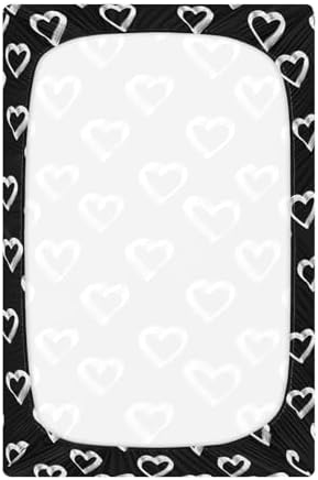 Hearts Black and White Crib Sheets for Baby Toddler
