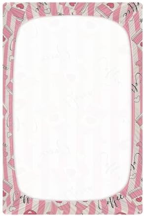 Coffee Queen and Hearts Stretchy Crib Sheet