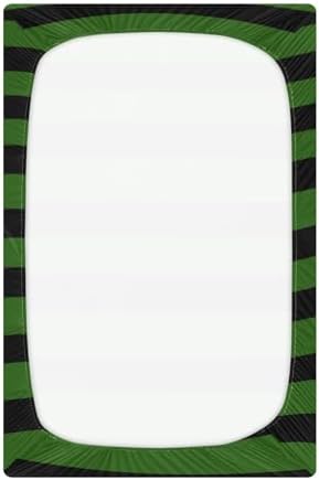 KICPOAY Green Black Stripes Crib Sheets Stretchy Playard Sheets for Baby Toddler