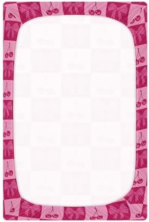 KICPOAY Checkered Pink Cherries Bows Crib Sheets 1