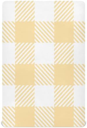 Joisal Vichy Check Yellow Plaid Crib Sheets for Baby Girl