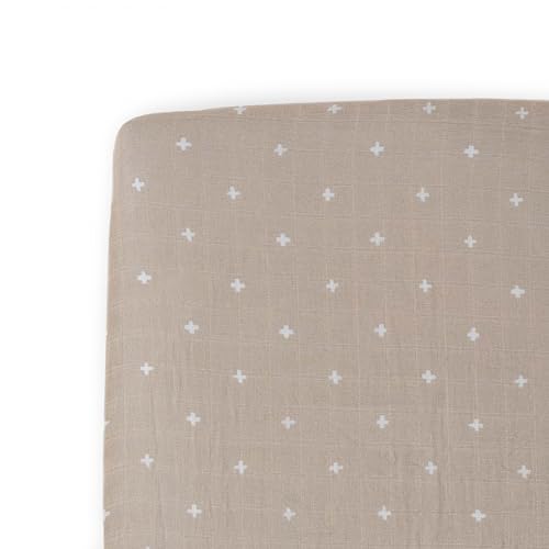 Little Unicorn Premium Crib Sheet Taupe Cross