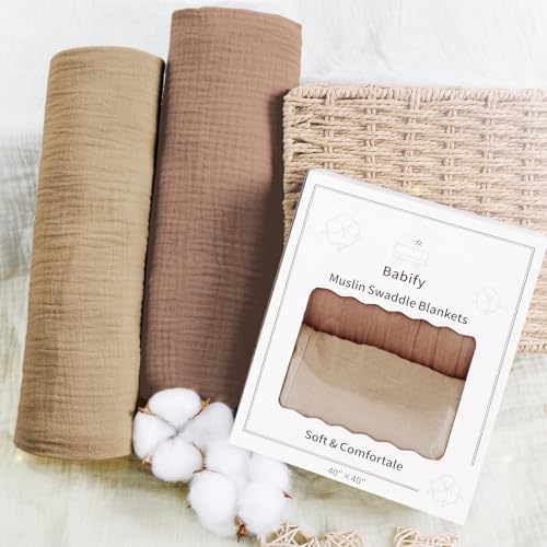 Baby Swaddle Blanket 2 Pack - Lightweight Breathable Muslin for Newborns