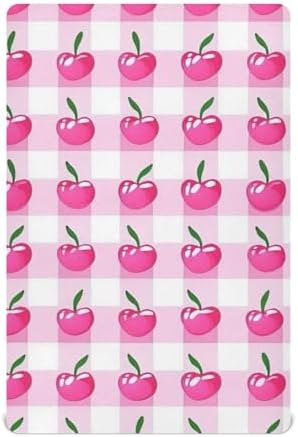 ALAZA Pink Cherry Fruit Crib Sheets for Girls and Boys