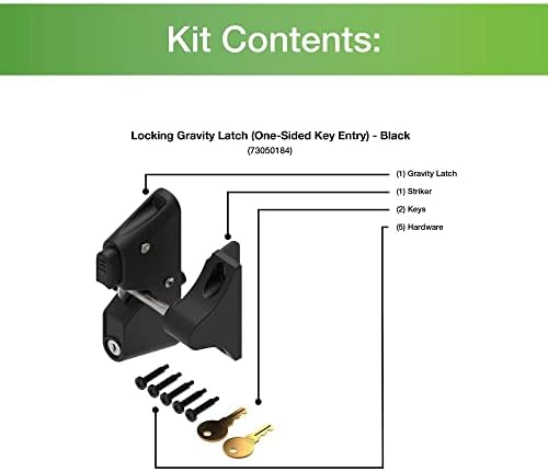Barrette Outdoor Living Locking Gravity Latch Black One-Sided Key Entry 1