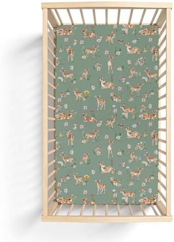 Deer Flowers Fawn Baby Crib Sheet 52x28x9 Inches