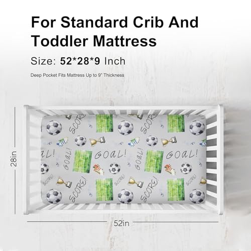 KASTLEE Soccer Crib Sheets for Boy Girl 52x28