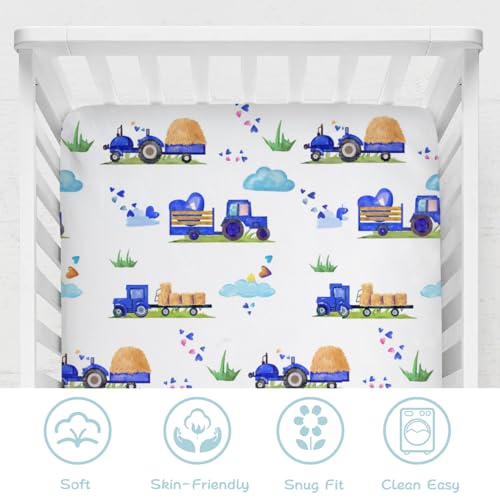 Blue Valentine Crib Mattress Sheet 52x28 Soft Fitted Cover for Baby Nursery