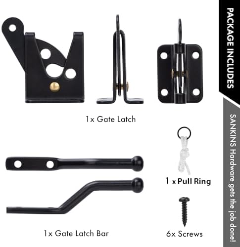 Self Locking Heavy Duty Gate Latch with Gravity Lever Steel Black