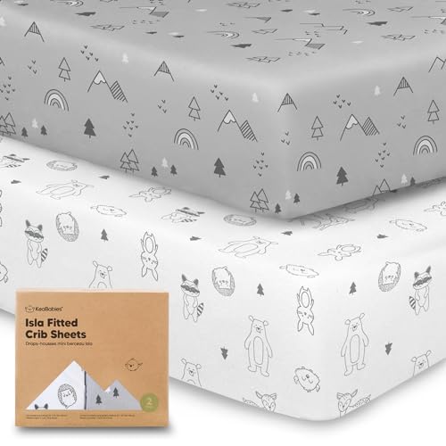 KeaBabies 2-Pack Bamboo Crib Sheets - Woodland Design