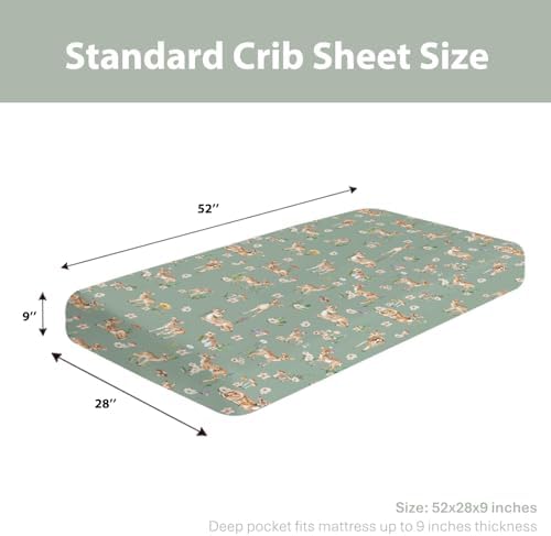 Deer Flowers Fawn Baby Crib Sheet 52x28x9 Inches