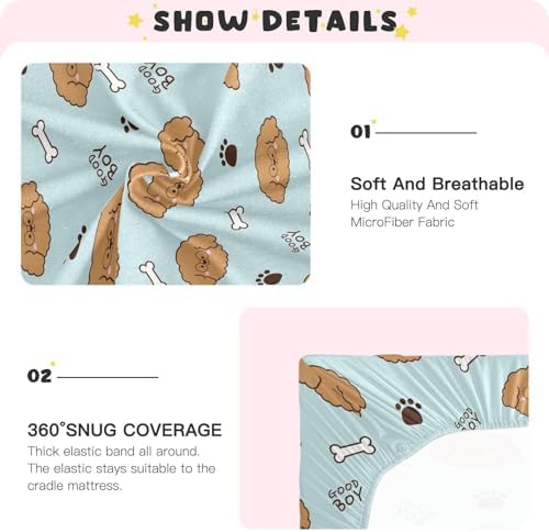 Fitted Crib Sheets with Cute Dog Bone Pattern for Baby Toddler 1