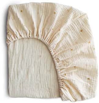 Mushie Extra Soft Muslin Mini Crib Sheet - Sun 1