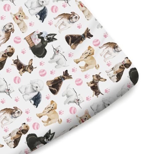 Cute Dogs Fitted Crib Sheet 52x28 Inch
