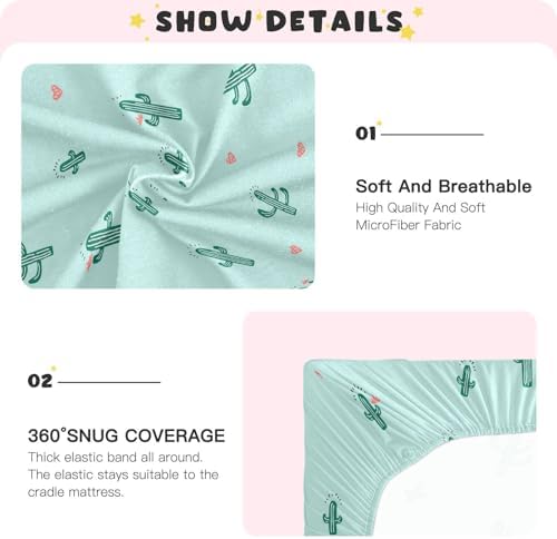 Cactus and Hearts Crib Sheets for Baby Toddler 1