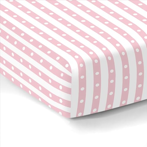 Cambria Baby Organic Cotton Fitted Sheets with Pink Stripes 1
