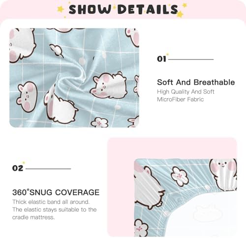 KICPOAY Crib Sheets with Bunny Flower Pattern