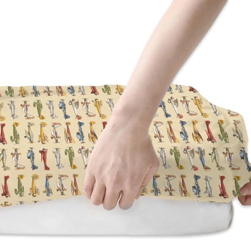 Vintage Airplane Crib Sheets 2 Pack - Soft Fitted for Boy Girl