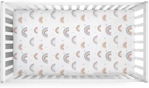 Hwmmbh Rainbow Crib Sheet 52x28 Cute Rainbow Drops Stretchy Fitted
