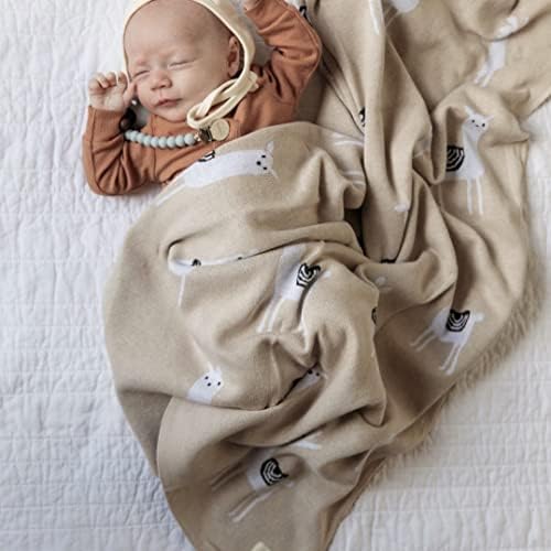 Bleu La La Knit Swaddling Blanket - Llama Pink