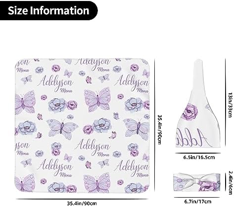 Personalized Newborn Swaddle Blanket with Beanie Hat Set