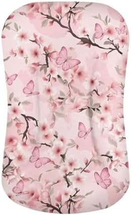 Daulesho Pink Cherry Blossom Crib Sheet Set