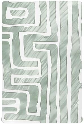 ALAZA Labyrinth Boho Green Crib Sheets for Girls and Boys
