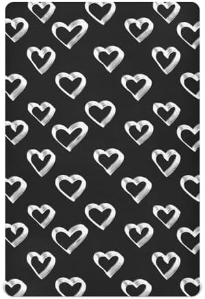 Hearts Black and White Crib Sheets for Baby Toddler