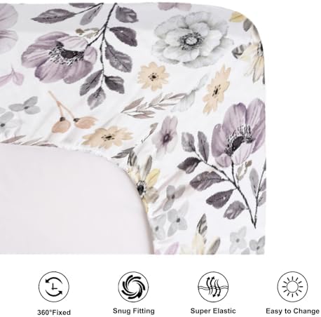 KASTLEE Boho Spring Flowers Leaves Crib Sheets