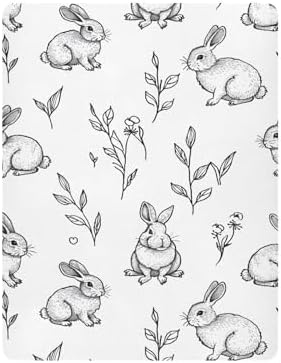 ALAZA Rabbit Black White Graffiti Crib Sheet for Boys and Girls