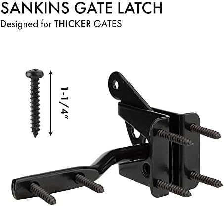 Self Locking Heavy Duty Gate Latch with Gravity Lever Steel Black