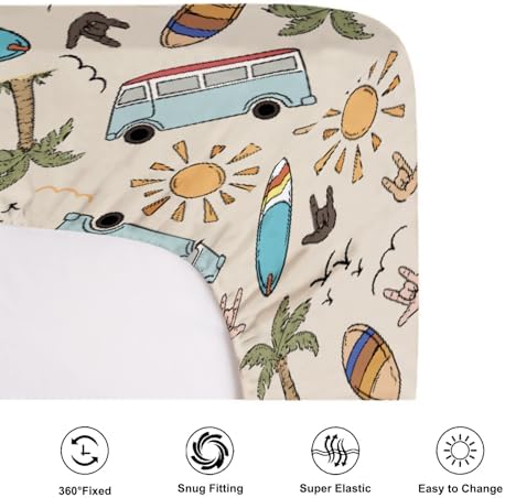 KASTLEE Vintage Surf Baby Crib Sheets 52x28