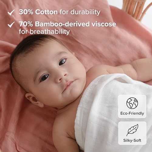 Papaya Kids Muslin Swaddle Blankets 2-Pack Bamboo Viscose Cotton