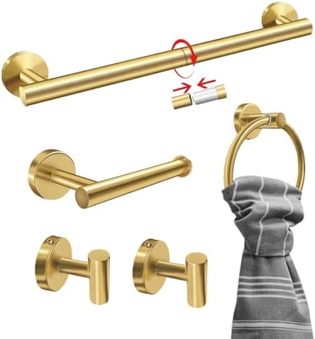AttoShow 5PCS Brushed Gold Towel Bar Set