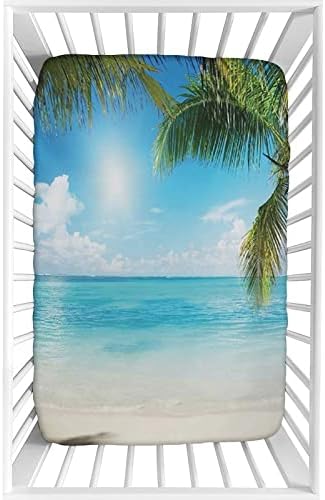 XISUNYA 28x52 Aqua Coconut Green Crib Sheet Set