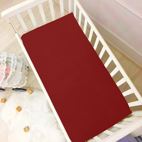 KEIGE Maroon Crib Sheet for Baby Bedding