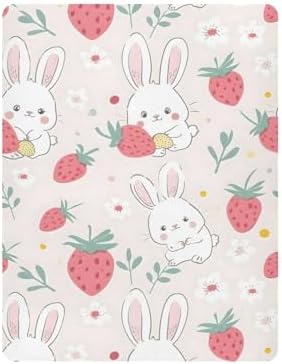 ALAZA Rabbit Strawberry Forest Crib Sheet for Girls and Boys