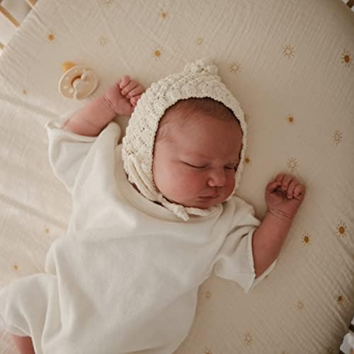 Mushie Extra Soft Muslin Mini Crib Sheet - Sun 1