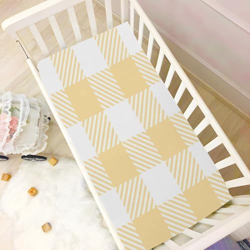 Joisal Vichy Check Yellow Plaid Crib Sheets for Baby Girl