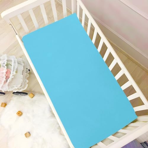 KEIGE Sky Blue Crib Sheet for Baby Bedding