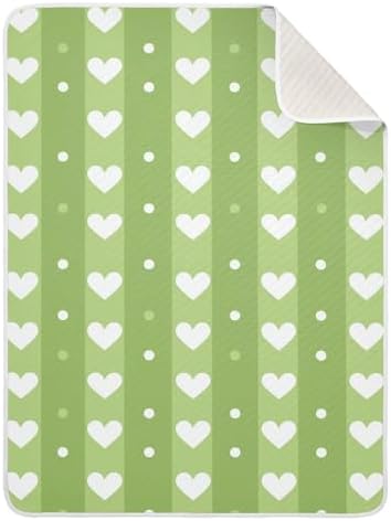 Sanluoli Baby Blanket 30x40in Hearts and Stripes Lime Green