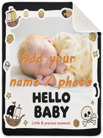 Custom Cute Baby Photo Pirate Boat Blanket 30x40in