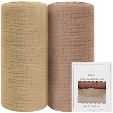 Baby Swaddle Blanket 2 Pack - Lightweight Breathable Muslin for Newborns