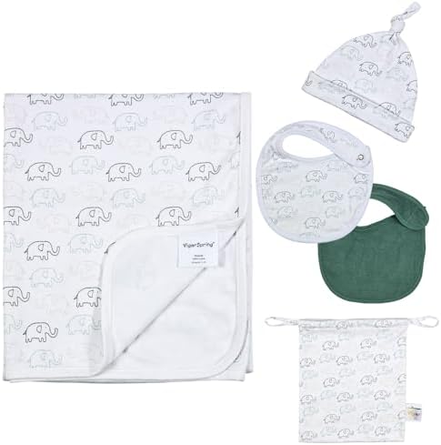 VigorSpring Newborn Swaddle Set with Hat and Bibs 5 Pack