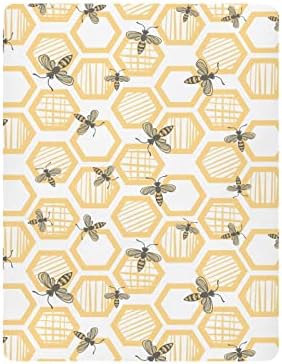 KICPOAY Honeybee Crib Sheets Stretchy Playard Sheets for Baby