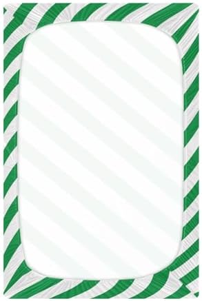 KICPOAY Green White Diagonal Crib Sheets Stretchy Playard Sheets 52x28in for Baby