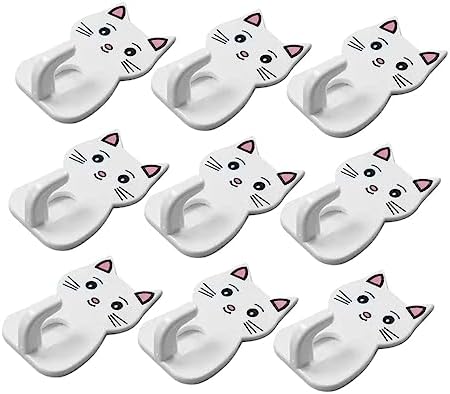 9pcs Adorable Cat Wall Hooks for Bathroom Storage